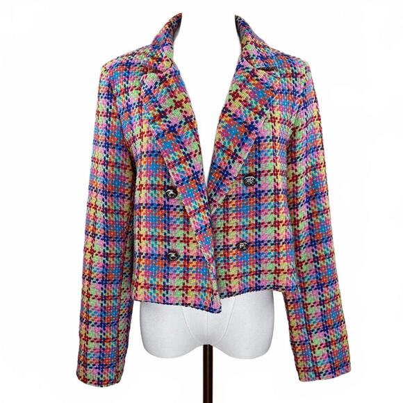 Vanessa Zani Made in Italy Cotton Multicolour Tweed Blazer Size M - Picture 1 of 9